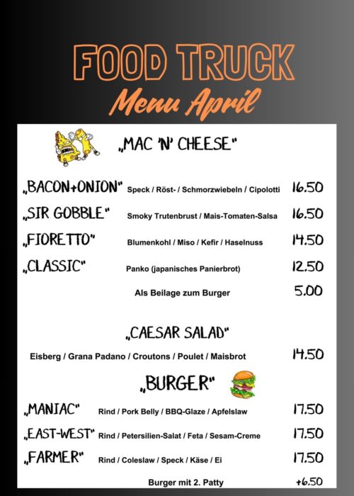 Speisekarte April